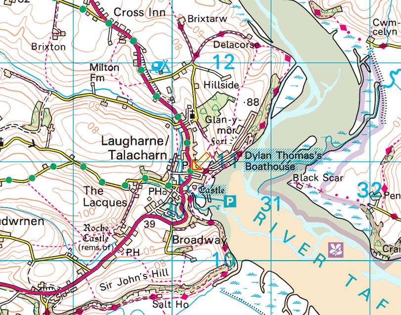 Map of Laugharne - enlarge
