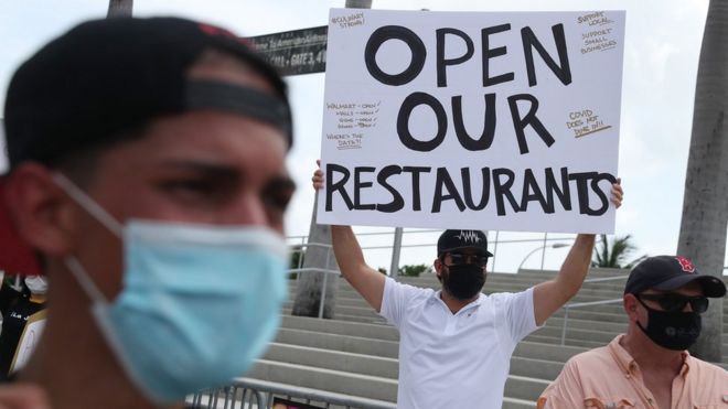 Open Our Restaurants sign in Florida